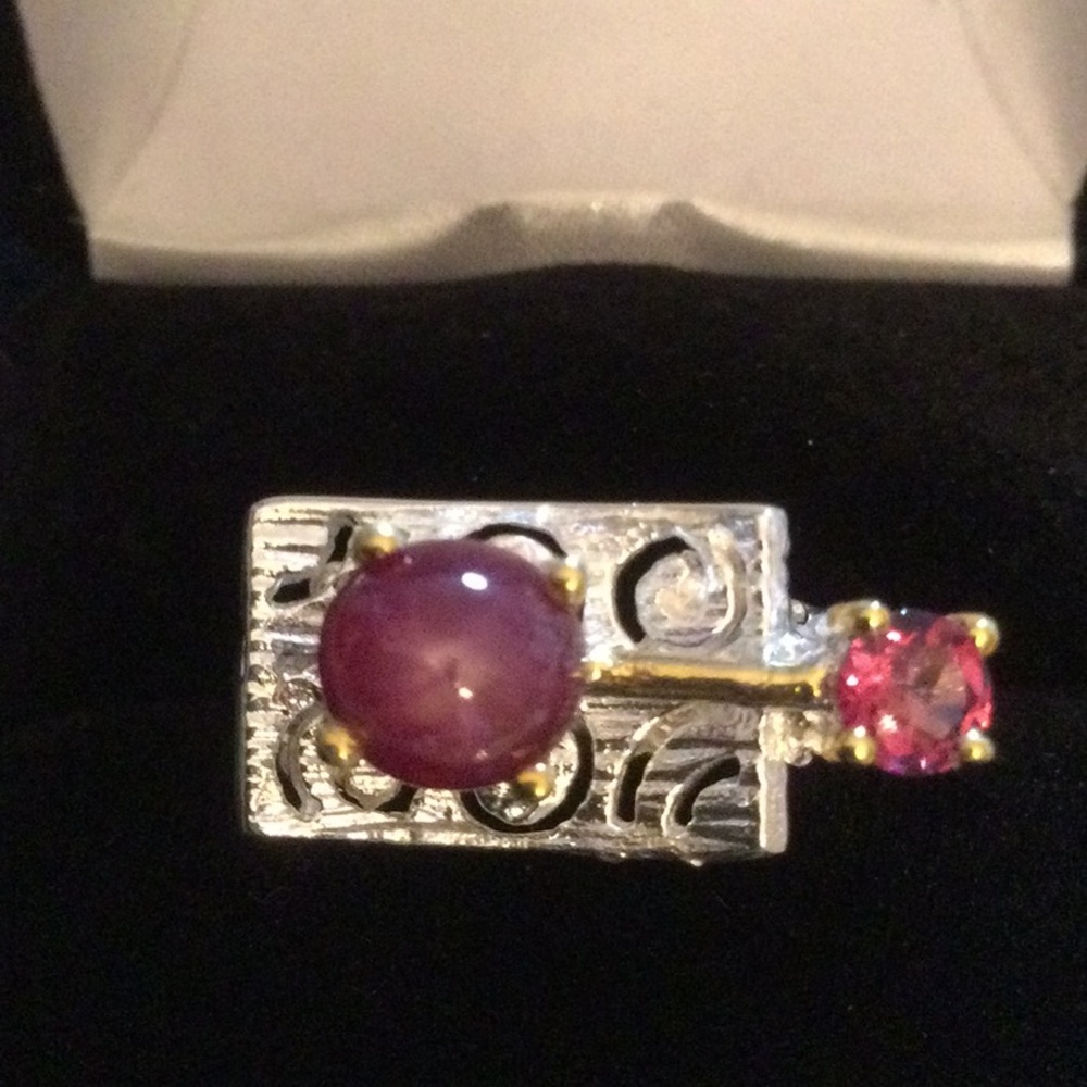 Rare Genuine Star Ruby & Rhodolite Ring, One of a Kind - Picture 16 of 16